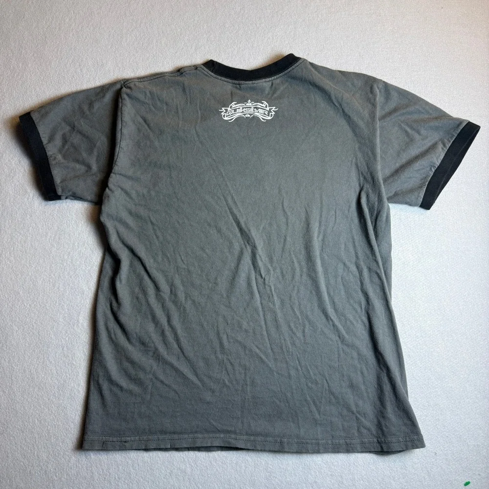 Quiksilver Boys XL Gray Ringer T-Shirt Short Sleeve‎ Crest Logo Surf Tee